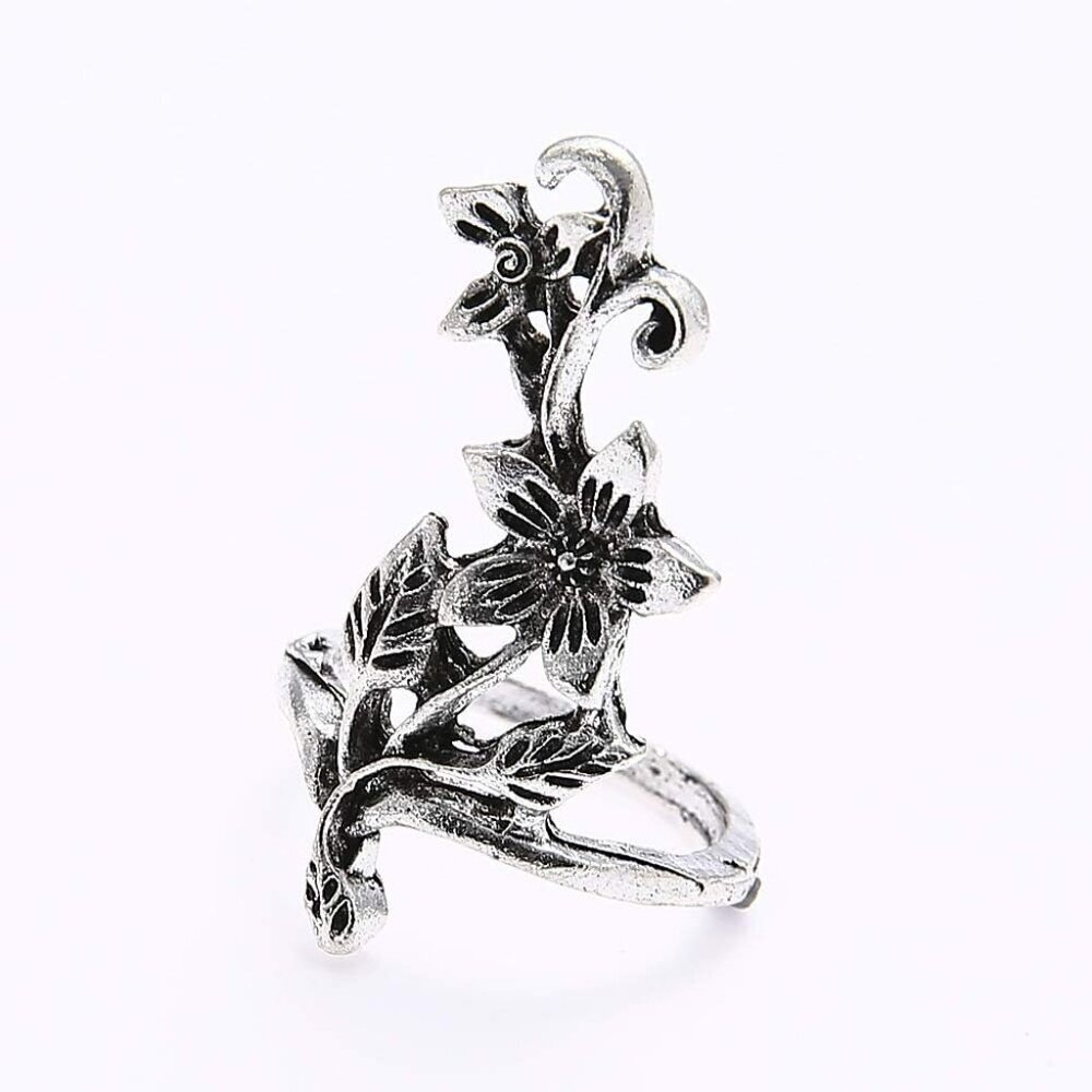 Silver Floral Rose ring Set Vintage Knuckle Ring Set Joint Knuckle Ring Set for - Picture 4 of 8